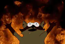Fry surrounded by fire