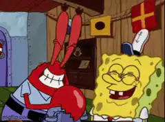 SpongeBob and Mr. Krabs laughing