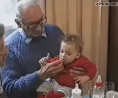 Grandpa tries baby food