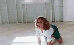 Woman on floor says Oh baby