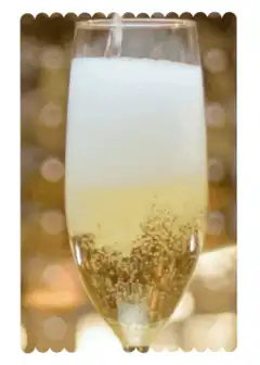 Champagne glass with rising bubbles