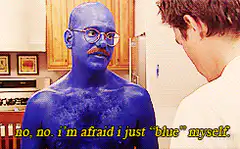 Blue man says he just blue himself