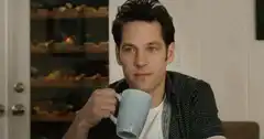 Paul Rudd sips coffee and makes a face