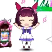 Happy anime girl dancing with music notes