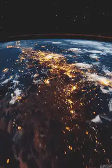 Earth city lights from space