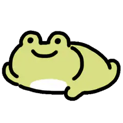 Smiling green frog lying down