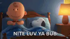 Charlie Brown and Snoopy say goodnight