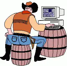 cowboy typing on computer