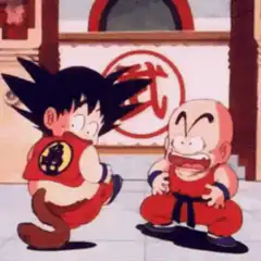 Goku and Krillin laughing