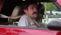 Ron Swanson falls asleep in car