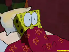 SpongeBob in bed wide-eyed
