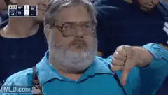 Baseball fan gives thumbs down