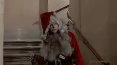 Santa Claus looks around confused
