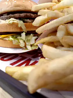 Double cheeseburger and french fries