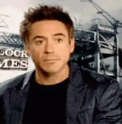 Robert Downey Jr. talking and gesturing