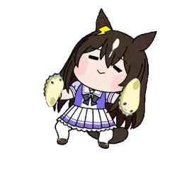 chibi horse girl dancing with tambourines