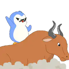 Cool penguin riding a bull