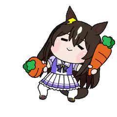 Chibi horse girl dancing with carrots