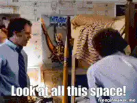 Dwight and Jim tour the dorm room