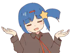 Blue hair girl shrugging with star clip