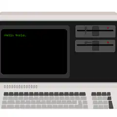 Retro computer typing Bitcoin is code