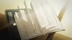 Anime book pages flipping in sunlight