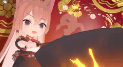 anime girl cooking with fire