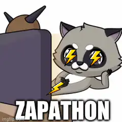 Zapathon raccoon with lightning eyes