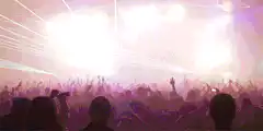 Concert crowd with laser lights