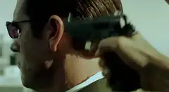 Trinity shoots Agent Smith in the head
