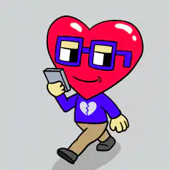 Heart guy scans pixel horse