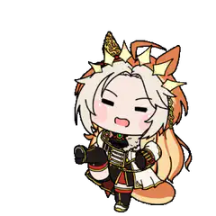 chibi character winking and opening mouth