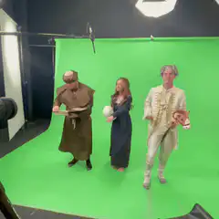 Behind the scenes of a green screen shoot