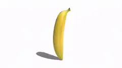 3D banana standing upright