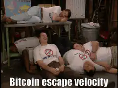 Friends passing out Bitcoin escape velocity