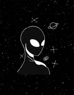Smiling alien in space