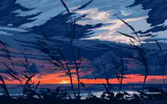 pixel art sunset ocean