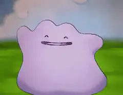 Happy purple blob character