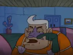 Man yelling at SpongeBob and Patrick
