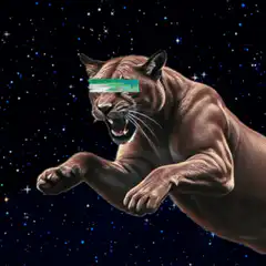 Space Cougar with Glitching Eyes