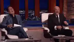 Jimmy Kimmel and guest laughing hysterically