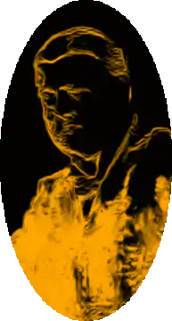 Orange glowing man in oval