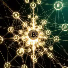 Bitcoin network nodes glowing