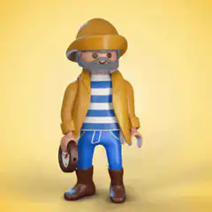 Playmobil sailor checking compass