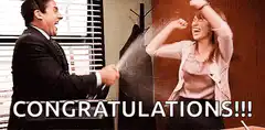 Michael Scott sprays Pam with champagne
