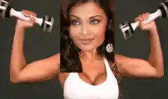 Aishwarya Rai lifting dumbbells