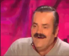 Man with mustache laughing