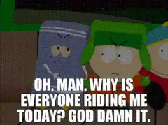 Kyle and Tweek complaining about being ridden