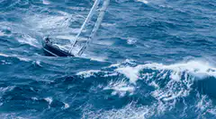 Sailboat heeling in rough seas