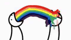 stick figure eating a rainbow